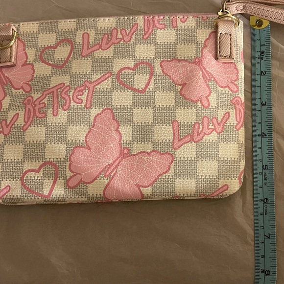 Luv Betsy Pink and Cream Butterfly Wristlet or Crossbody - Picture 5 of 6